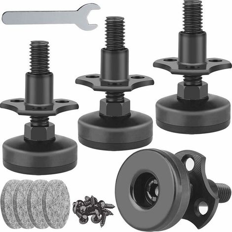 Lot de 4 pieds réglables en acier au carbone – Capacité de charge 1320 livres – Design noir mat pour meubles en bois (1/5)