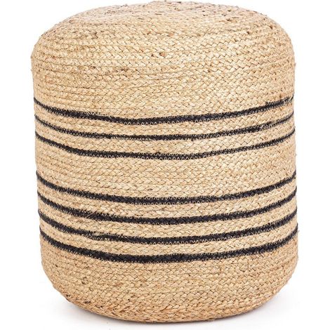 Pouf in Iuta Naturale Nero Stile Rustico da Interno 45 - ANDERSON (1/2)