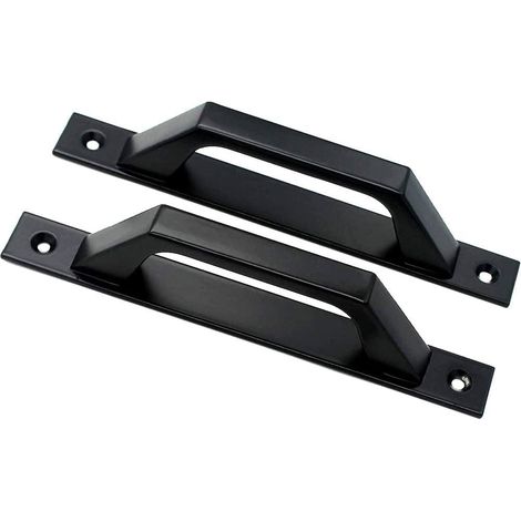 Poignée De Porte En Verre - Acier Carbone - Finition Noir Mat - Pour Portes Coulissantes Intérieures Extérieures Armoires - Lot De 2