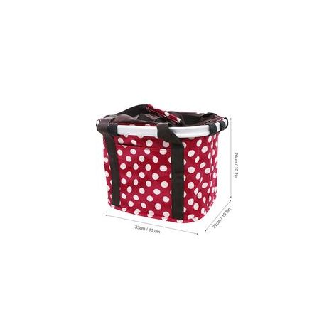 Panier de vélo pliable amovible en toile pour guidon, pique-nique, shopping, animaux, points rouges et blancs – (1/4)