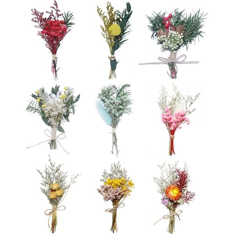 9Pcs Mini Bouquets de Fleurs Séchées Bouquet de Fleurs Naturelles Séchées Boho Vrai Petit pour Bricolage Artisanat Gâteau Emballage Cadeau Décor de Mariage et Décorations à la Maison (1/5)