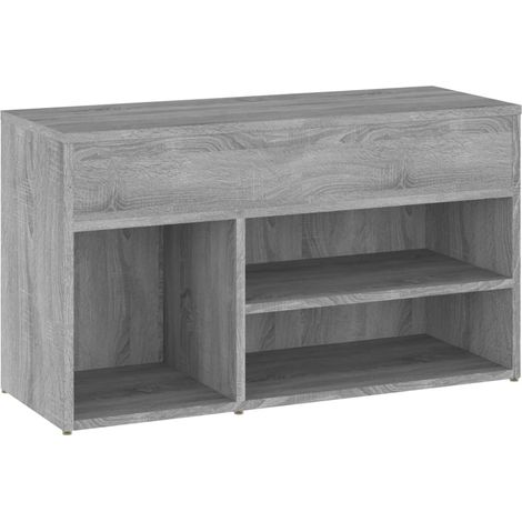 Banc à chaussures bottes commode étagère meuble entrée rangement sonoma 80 x 30 x 45 cm bois d'ingénierie gris