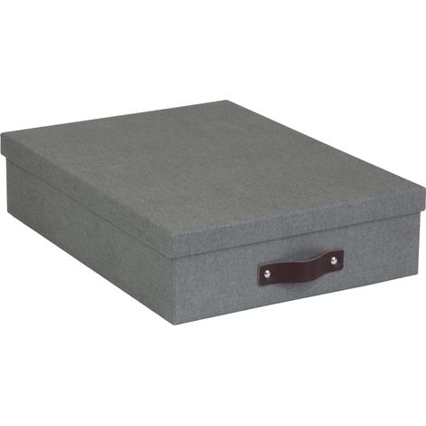 Boîte de Rangement Format A4 Panneau de Fibre Gris 35 x 26 x 8,5 cm (1/5)