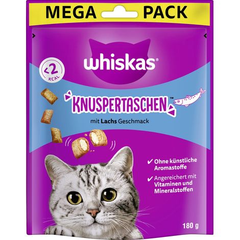 Whiskas Katzensnack Knuspertaschen mit Lachs 180g Katzenleckerlis (1/2)