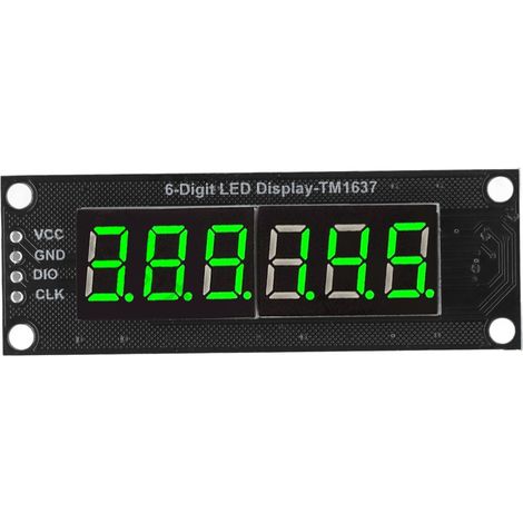 LED-Digitalanzeigeröhre 0,36 Zoll, 6 Bit, 7 Segmente, TM1637 LED-Uhrenanzeigemodul mit grüner Beleuchtung, 5 V (1/5)