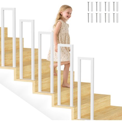 Randaco 85cm Weiß Treppengeländer U-Form Eisen Handlauf Geländer, Eisengeländer Innen und Außen Universal