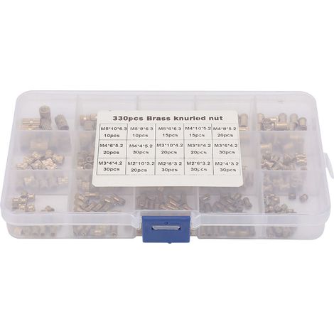 Kit de molettes de colonne d'isolation d'écrou d'insertion en laiton M2 M3 M4 M5, 330 pièces (1/5)