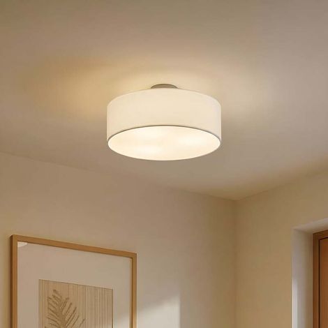 [NEUWERTIG] B-Ware Lindby Deckenleuchte Lampe Sebatin LED Leuchte dimmbar weiß Ø40cm Stoff nickel (1/2)