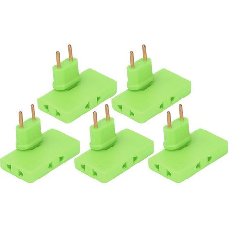 5-teiliges EU-Steckeradapter-Set, 180° kabelloser 1-zu-3-Stecker-Konverter, 110–250 V Steckdosenleisten-Verlängerung, Grün (1/5)