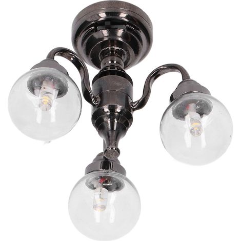 Lustre Miniature 1:12 Argenté en Verre pour Maison de Poupée - Décoration Rétro et Cadeau pour Enfants (1/5)