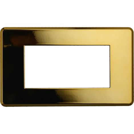 Placca Slim, serie Moon, 4 moduli, plastica, oro lucido, compatibile con serie BTicino Axolute Air - Ettroit AN87412