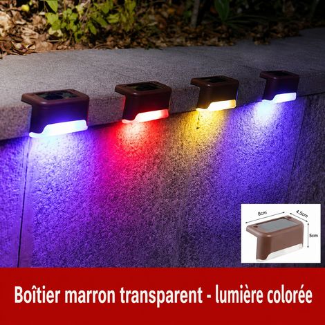 Lampe solaire pour marches et clôture boîtier marron lumière colorée abat-jour transparent réf 5359 100 g – Livraison gratuite