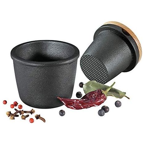 Mortaio per spezie in ghisa Zassenhaus con coperchio in faggio, diametro 8 cm (1/5)