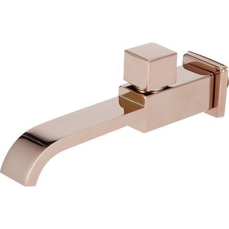Robinet mural G1/2, lavabo simple froid, cascade, accessoires de salle de bains (or Rose) (1/3)