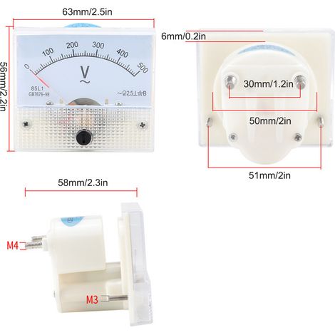 Hochpräzises Wechselstromvoltmeter 85L1 AC 0-500 V mit Zeiger, Spannungsmessgerät am Voltmeterkopf montiert. (1/5)