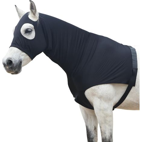 Capot de Cheval Extensible avec Zip - Couverture de Cou Facial XL Noir (1/5)