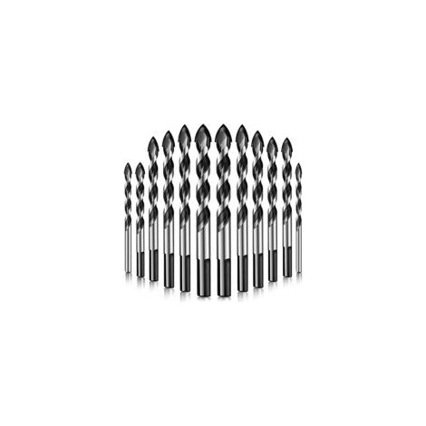 Coffret de 12 forets à carrelage triangulaires pour la pose de carreaux en acier au carbone, bois, porcelaine, béton, plastique et briques. (1/5)