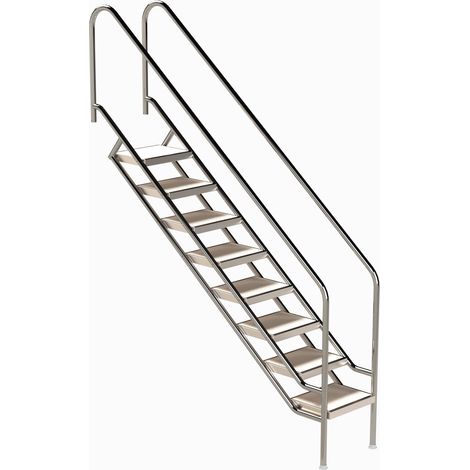 Eichenwald Pooltreppe Modell 08.1 Miami Beckentiefe 1799mm Ausladung 1838mm 8 Edelstahl Waffelblech-Stufen