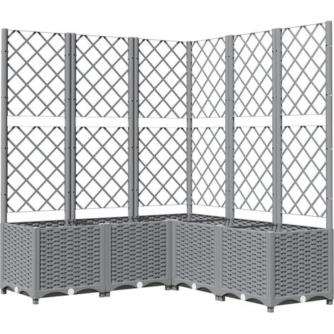 Maison Exclusive - Pflanzkübel mit Rankgitter Hellgrau 120x120x13