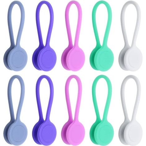 Attaches de câbles magnétiques réutilisables, attaches de câbles magnétiques multifonctionnelles en silicone pour la gestion et l'organisation des câbles, 10 couleurs disponibles (1/5)