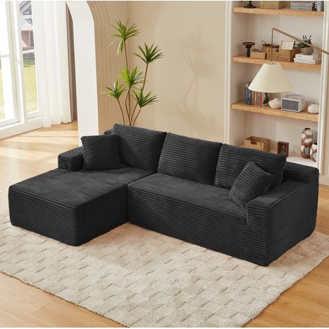 Sofá rinconera modular 252,5 x 163 x 65 cm de espuma negro HAVRYA (1/5)