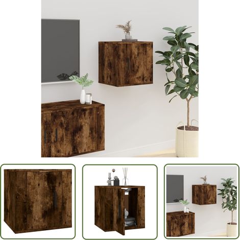 The Living Store Meuble TV mural Chêne fumé 40x34,5x40 cm - Meuble Tv Mural - Meuble Tv - Armoire Multimedia - Étagère Murale - Rangement Tv (1/5)