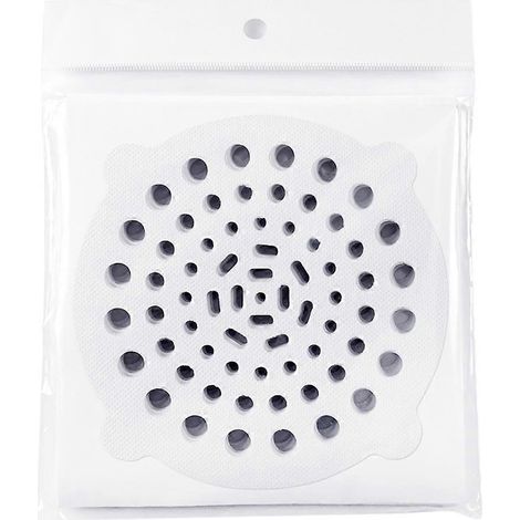 Lot de 4 autocollants jetables pour siphon de douche, anti-obstruction pour siphon de sol de salle de bain-10x10cm-White (1/3)