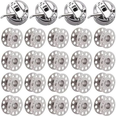 Métal Boîtier Canette,4 Pièces Boîte à Canette pour Machine à Coudre,20 Pièces Bobine en Métal,Compatible pour Singer Janome Brother Machine à Coudre Domestique Standard D'artisanat (1/4)