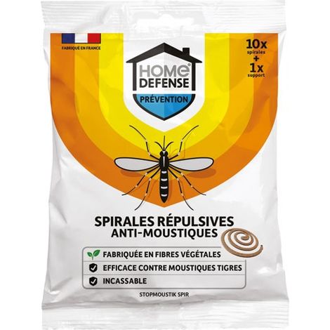HOME DEFENSE - Spirales répulsives anti-moustiques sachet de 10