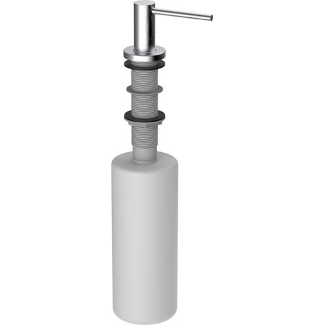 Dispenser sapone per top cucina tondo ricaricabile da sopra - testina erogatore in puro acciaio inossidabile - Spazzolato (1/4)