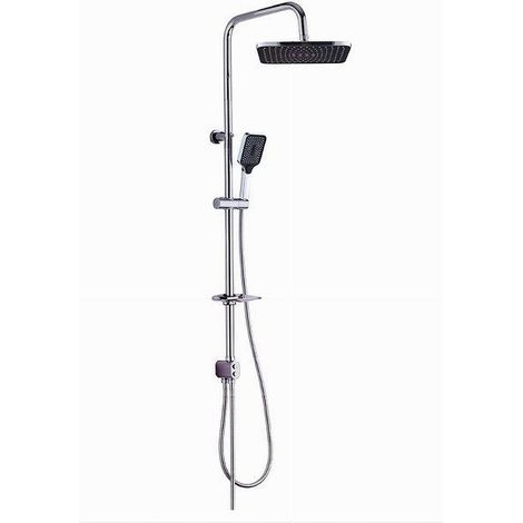 Cleafe - Asta Saliscendi Cromata Colonna Doccia Soffione Fisso Doccetta Portasapone 87307 - (1/3)