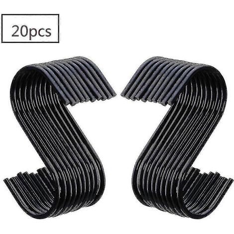 Lot de 20 crochets en forme de S pour suspendre casseroles et poêles, noir, pour salle de bain (1/4)