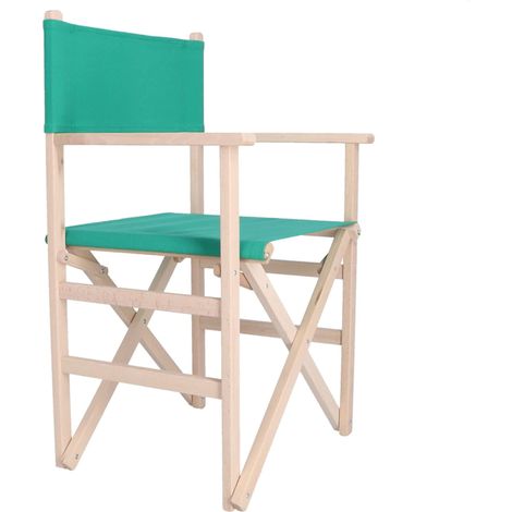 Chaise de Directeur Pliante en Bois de hêtre pour l'extérieur, pour Le Jardin/la terrasse Non Vernis avec bâche Verte (1/5)