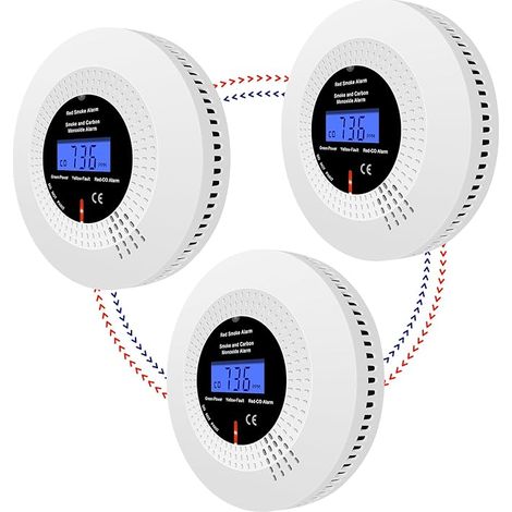 3 Pieces Détecteur de Fumée et de Monoxyde de Carbone 2 en 1 - Protection Incendie et Sécurité contre le CO-INHHUB (1/5)