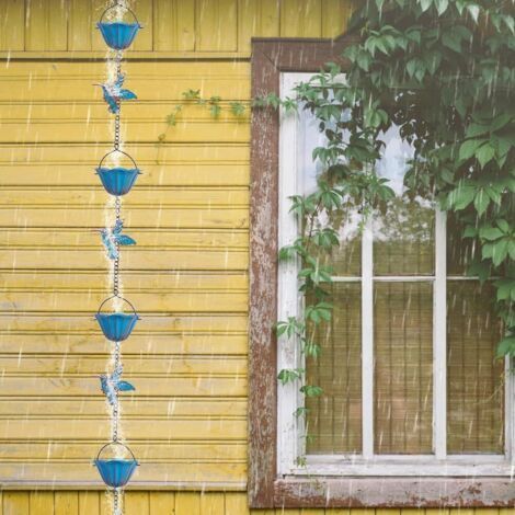 Chaîne de pluie colibri pour gouttières, chaîne de pluie suspendue pour l'évacuation de l'eau, décoration pour attrape-pluie libre et tuyaux de descente (1/3)