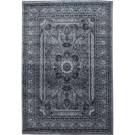 Tapis orient 200x290 gris rectangle motifs orientaux BISKO (1/5)