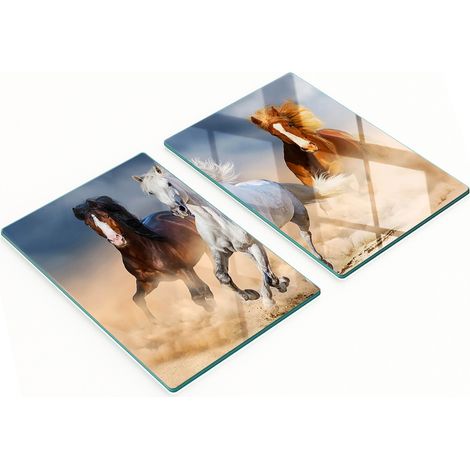Tablas de cocina de vidrio templado con gráficos de caballos en el desierto, 2x40x52 cm. (1/5)