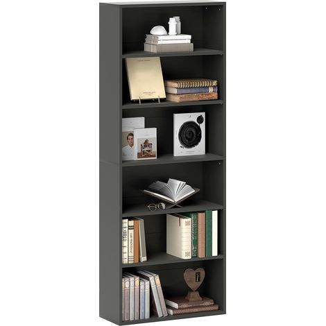 Rangement modulable bibliothèque 6 niveaux avec étagères réglables, 60x24x158,5 cm, pour maison ou bureau (1/5)