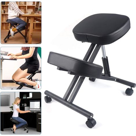 Kniestuhl Computerstuhl Ergonomischer Kniehocker Gesundheitsstuhl BüRo Stuhl BüRostuhl WirbelsäUlen Korrektur Haltungskorrekturstuhl Verstellbarer Haltungskorrektur Knie Schwarz 250LBS