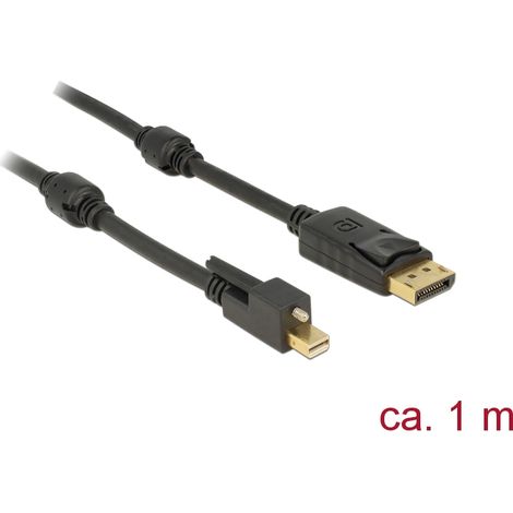 Delock cable mini displayport 1.2 macho con tornillo  displayport macho 4k negro 1 m