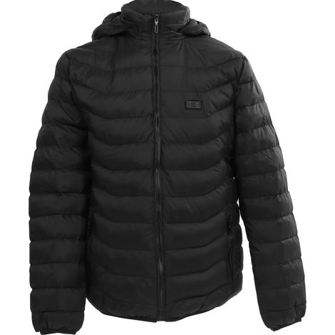 Veste chauffante USB pour homme, 3 niveaux de température, double contrôle, 5 zones de chauffage rapide, capuche, noire, idéale pour l'extérieur. (1/5)