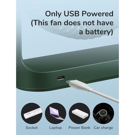 Tischventilator, USB-Tischventilator mit 4 Geschwindigkeitsstufen, leiser Betrieb, einzigartiges Design, tragbarer Ventilator für Homeoffice, 330°-Drehung – Grün (1/4)