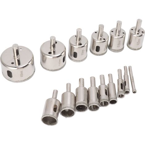 Ensemble de 15 forets diamantés, ensemble de scie circulaire diamantée, ensemble d'outils de foret circulaire pour la coupe du verre, des carreaux, de la céramique, du marbre et de la porcelaine (6-8- (1/5)