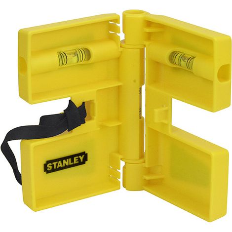 Stanley 0-47-720 Magnetic Post Level with 2 Vials, Folding Design and Elastic Strap, 183 x 31 x 157 mm