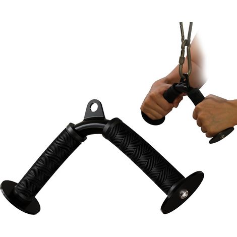 Barre V Triceps pour Poulie, Accessoire Triceps pour Tirage Vertical, Barre Triceps pour Équipement de Gym à Domicile, Poignées Antidérapantes en Caoutchouc, Accessoire pour Machine à Câbles (1/5)