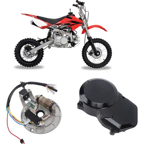2. Stator de bobine électromagnétique et couvercle latéral de moteur compatibles avec les mini-motos Lifan 50cc, 70cc, 110cc et 125cc SSR. (1/5)