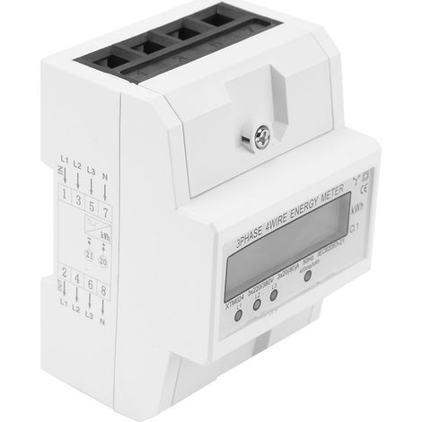 Compteur Électrique Triphasé 4 Fils DIN Rail 80A, Mesure d'Énergie Électronique LCD 3x20(80A) (1/5)