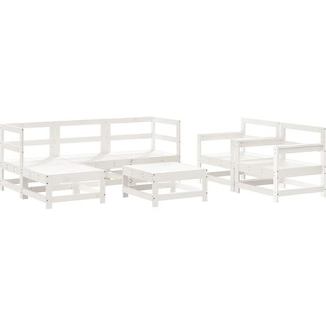 Maison Exclusive - Set Salotto da Giardino 7 pz Bianco in Legno Massello di Pino