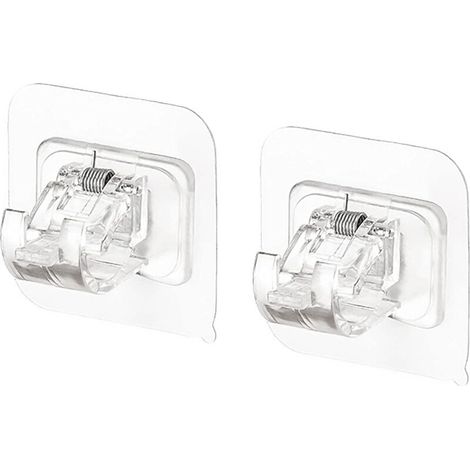 Support de Tringle à Rideau, Crochets Autocollants pour Tringle à Rideaux, Support de Tringle à Rideau Transparent 4 Pièces Support de Crochet de Rideau pour Cuisine Salle de Bain