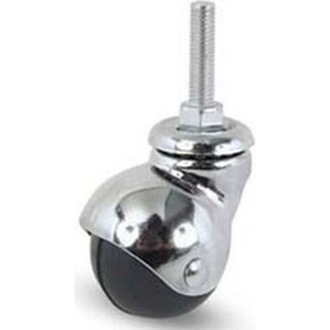 4PZ RUOTE SFERICHE IN GOMMA CON PERNO "165B" - mm.40 perno mm.8x30 mm.63h. port. Kg.30